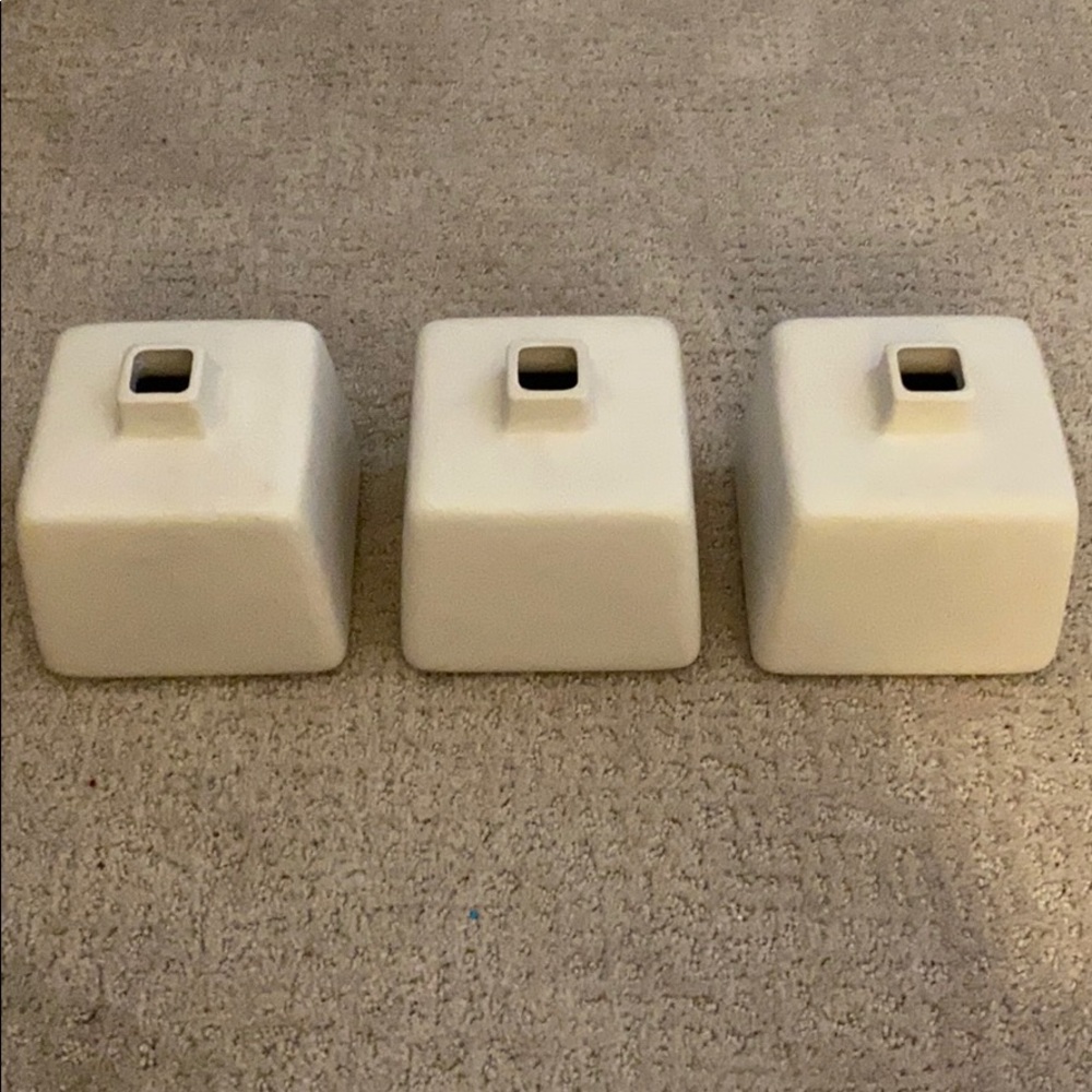Minimalist Cream Ceramic Square Vases - Set of 3
